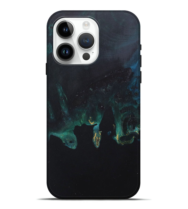 iPhone 15 Pro Max Wood+Resin Live Edge Phone Case - Tina (Pure Black, 671434)