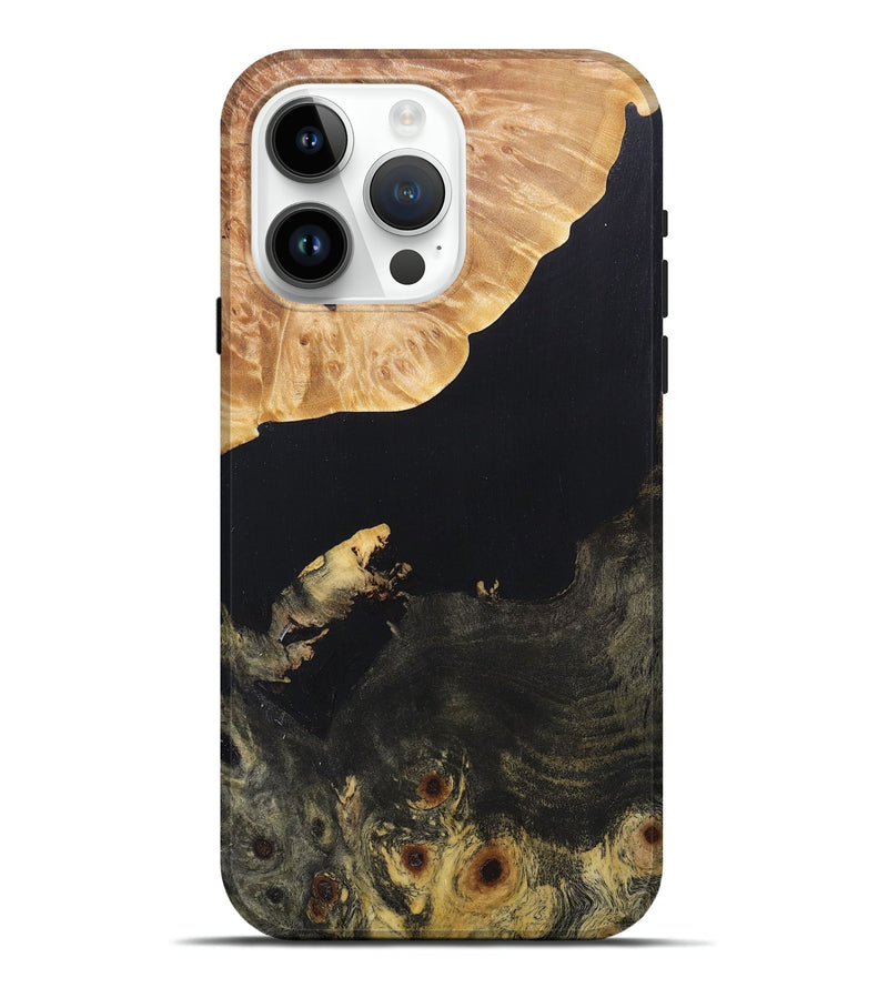 iPhone 15 Pro Max Wood+Resin Live Edge Phone Case - Ana (Pure Black, 671436)