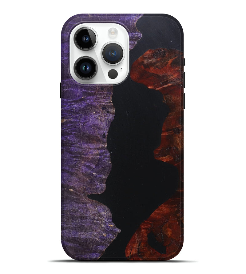 iPhone 15 Pro Max Wood+Resin Live Edge Phone Case - Shanice (Pure Black, 671437)