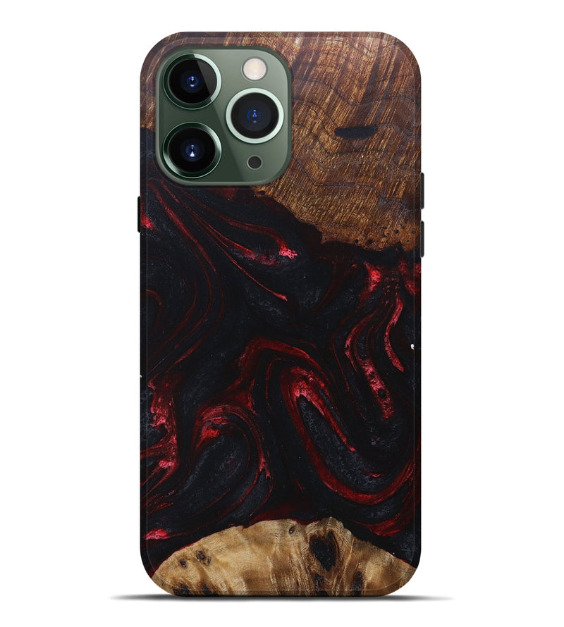 iPhone 13 Pro Max Wood+Resin Live Edge Phone Case - Virginia (Red, 671438)