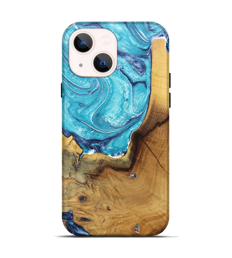 iPhone 14 Wood+Resin Live Edge Phone Case - Guy (Blue, 671441)