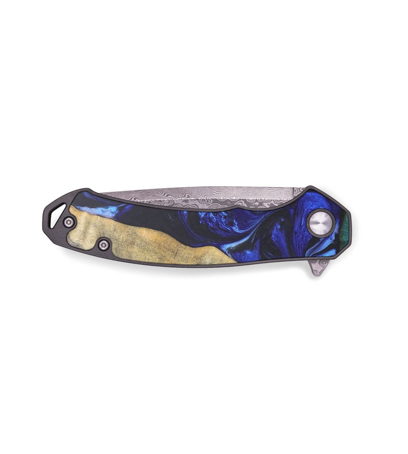 EDC Wood+Resin Pocket Knife - Ebony (Blue, 671932)