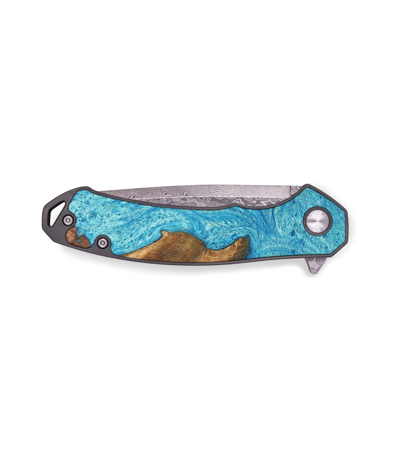 EDC Wood+Resin Pocket Knife - Athena (Blue, 671973)