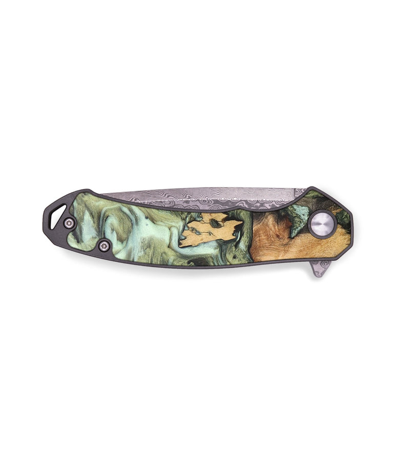 EDC Wood+Resin Pocket Knife - Jim (Green, 671987)