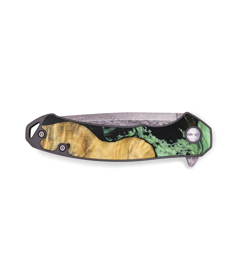EDC Wood+Resin Pocket Knife - April (Green, 671998)
