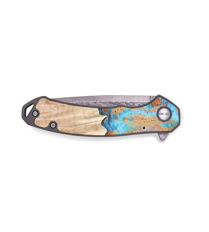 EDC Wood+Resin Pocket Knife - Roosevelt (Teal & Gold, 672000)