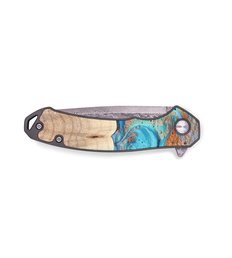 EDC Wood+Resin Pocket Knife - Tucker (Teal & Gold, 672001)
