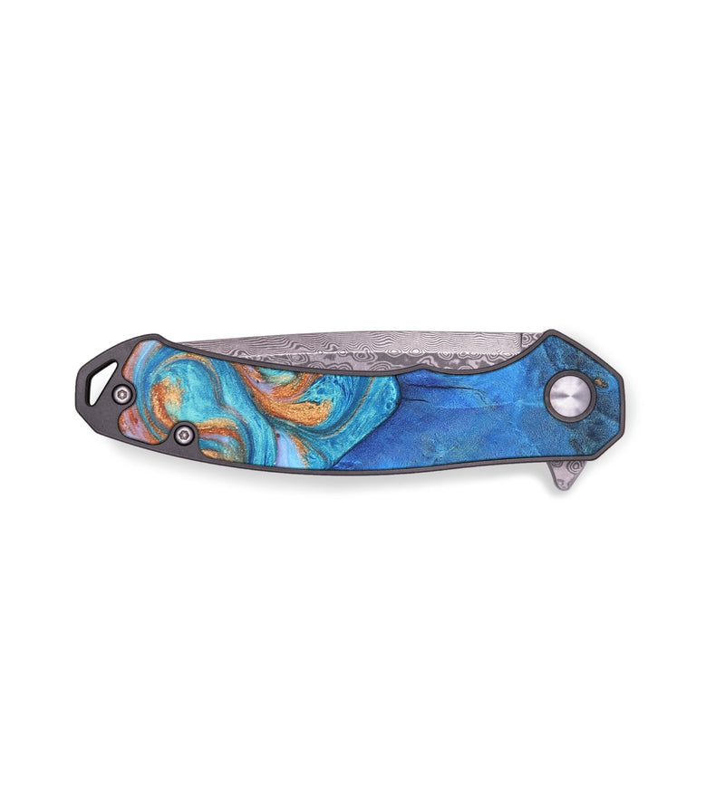 EDC Wood+Resin Pocket Knife - Tatum (Teal & Gold, 672008)