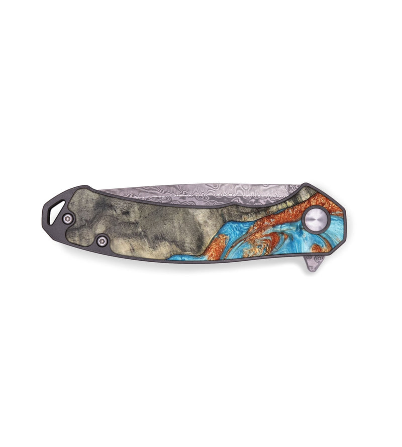 EDC Wood+Resin Pocket Knife - Katelyn (Teal & Gold, 672009)