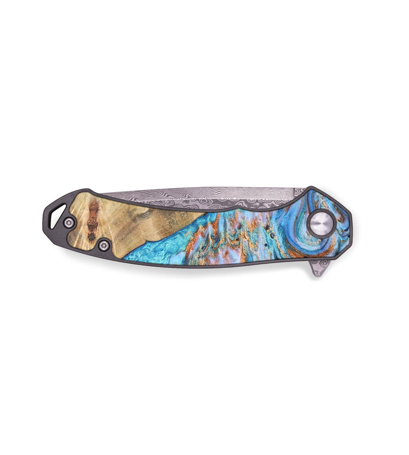 EDC Wood+Resin Pocket Knife - Kendall (Teal & Gold, 672012)