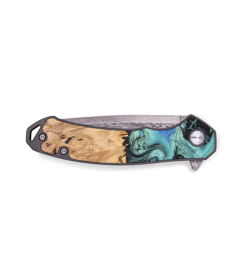 EDC Wood+Resin Pocket Knife - Kaylani (Green, 672014)