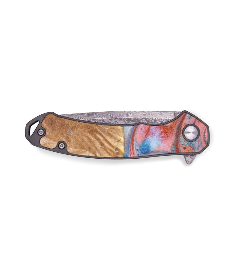 EDC Wood+Resin Pocket Knife - Toni (Teal & Gold, 672017)