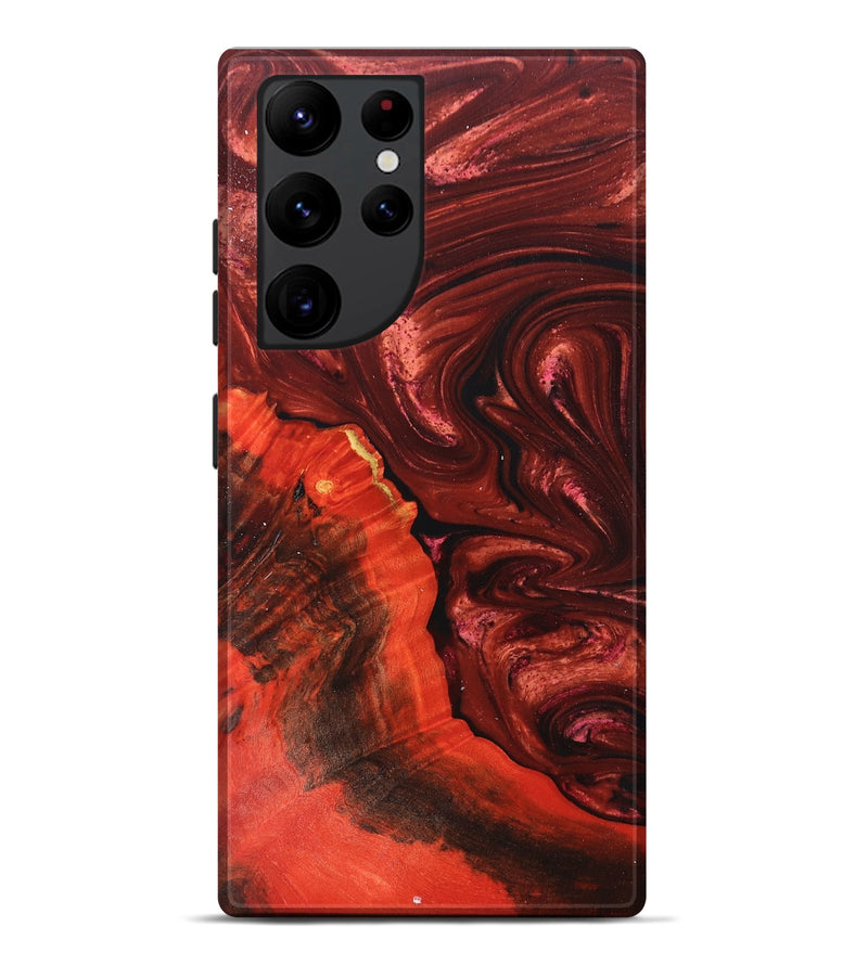 Galaxy S22 Ultra Wood+Resin Live Edge Phone Case - Doris (Red, 672290)