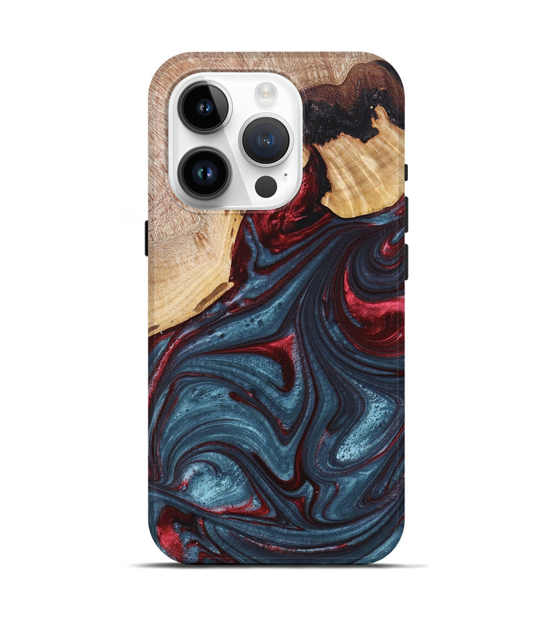 iPhone 15 Pro Wood+Resin Live Edge Phone Case - Genesis (Green, 672291)