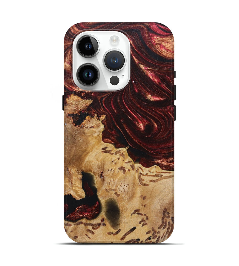 iPhone 15 Pro Wood+Resin Live Edge Phone Case - Stacie (Red, 672294)