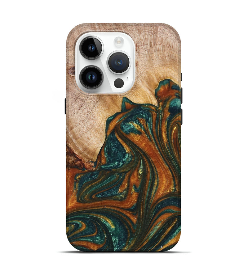 iPhone 15 Pro Wood+Resin Live Edge Phone Case - Doug (Green, 672298)