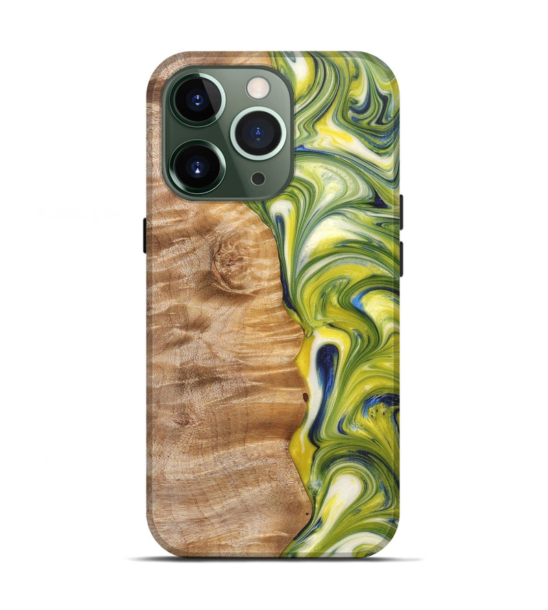 iPhone 13 Pro Wood+Resin Live Edge Phone Case - Javier (Green, 672306)