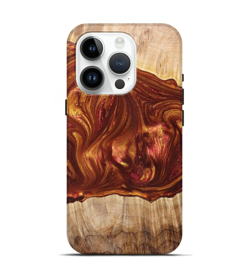 iPhone 15 Pro Wood+Resin Live Edge Phone Case - Alan (Red, 672307)