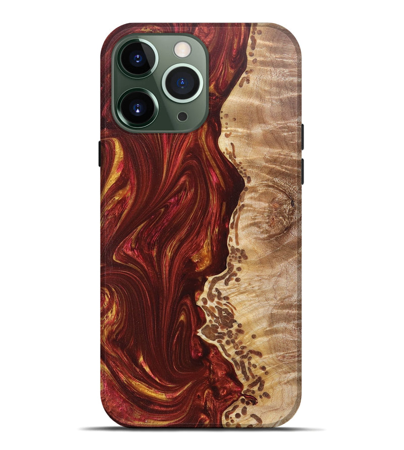 iPhone 13 Pro Max Wood+Resin Live Edge Phone Case - Athena (Red, 672308)