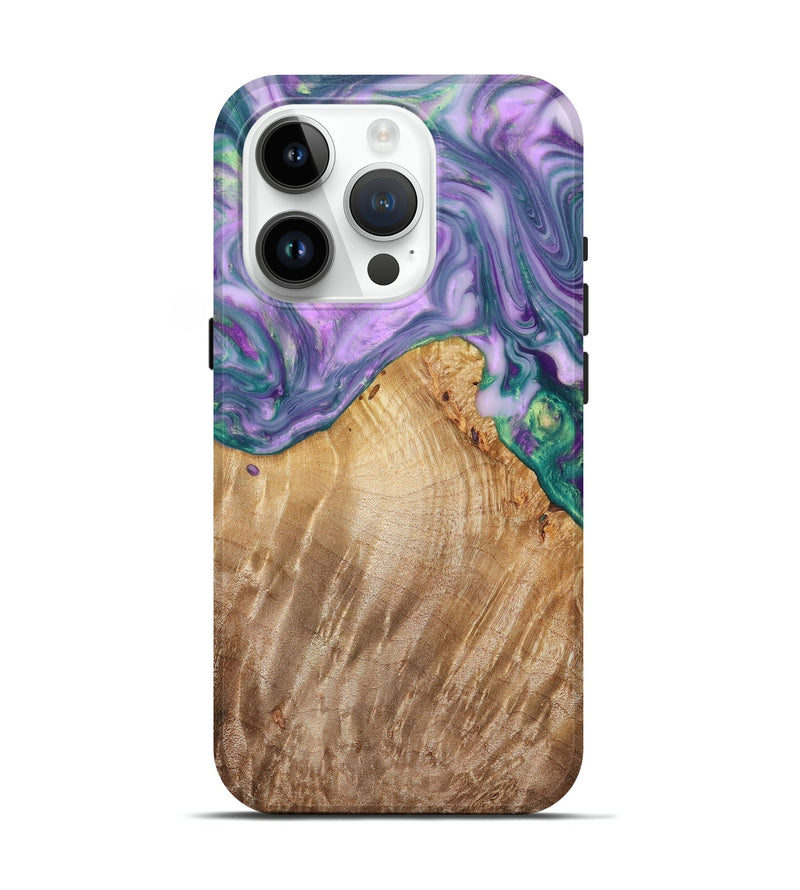 iPhone 15 Pro Wood+Resin Live Edge Phone Case - Kash (Purple, 672322)