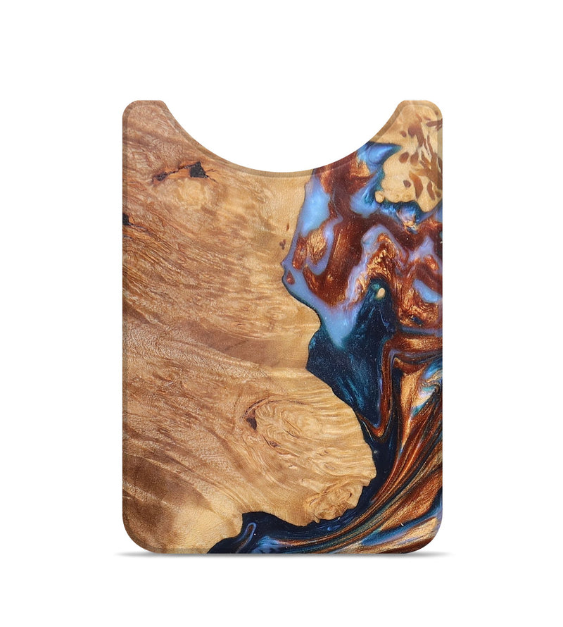 Live Edge Wood+Resin Wallet - Ben (Teal & Gold, 672623)