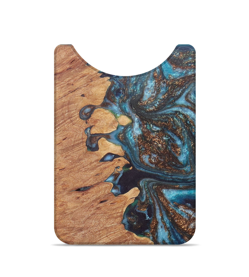 Live Edge Wood+Resin Wallet - Maci (Teal & Gold, 672626)