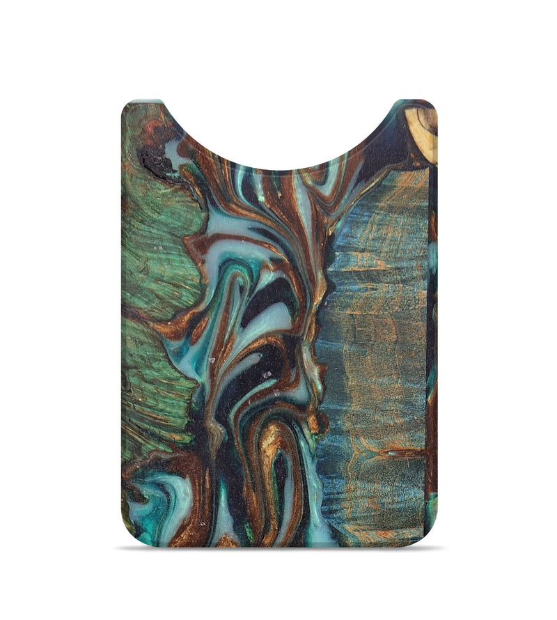 Live Edge Wood+Resin Wallet - Alaina (Teal & Gold, 672629)
