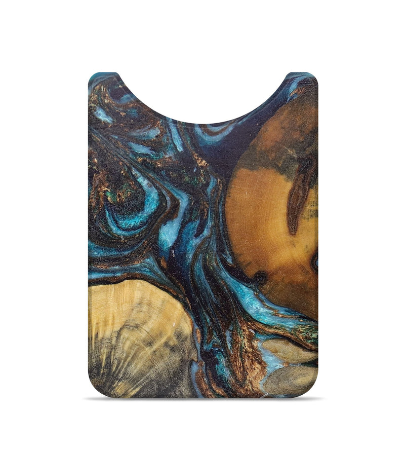 Live Edge Wood+Resin Wallet - Lauren (Teal & Gold, 672631)