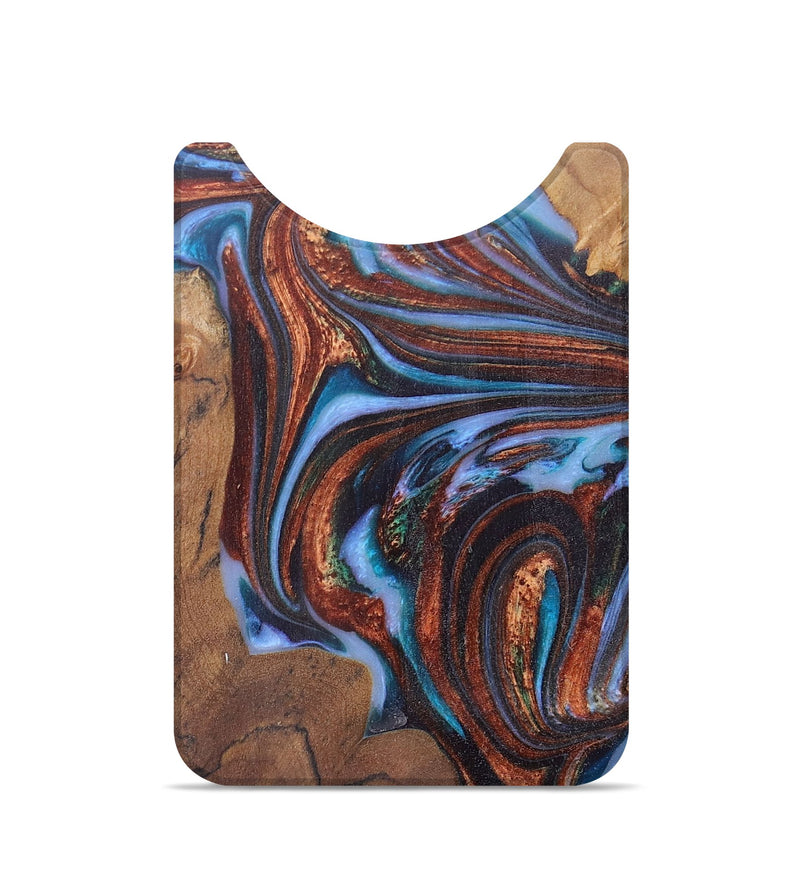 Live Edge Wood+Resin Wallet - Kristi (Teal & Gold, 672634)