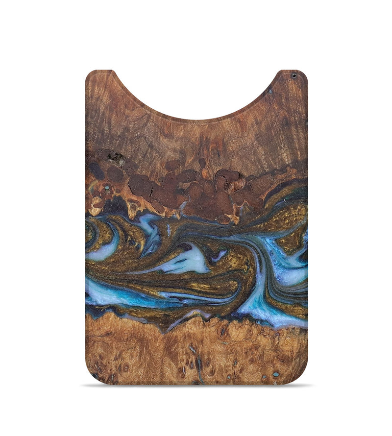 Live Edge Wood+Resin Wallet - Genevieve (Teal & Gold, 672635)