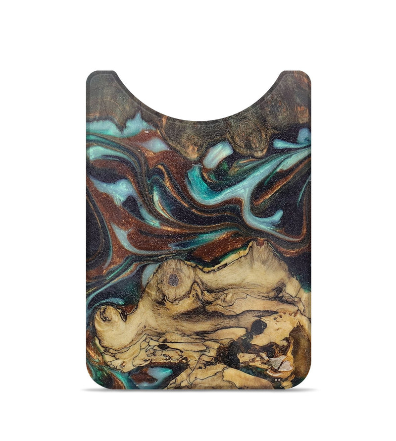 Live Edge Wood+Resin Wallet - Adalyn (Teal & Gold, 672640)