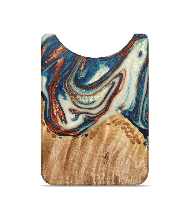 Live Edge Wood+Resin Wallet - Alayah (Teal & Gold, 672689)