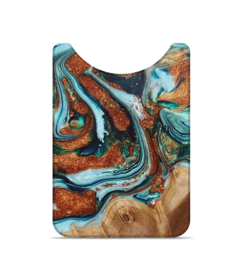 Live Edge Wood+Resin Wallet - Irvin (Teal & Gold, 672691)