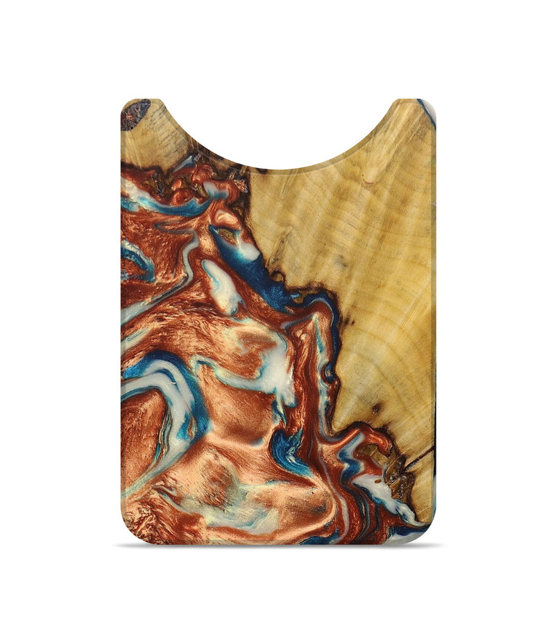 Live Edge Wood+Resin Wallet - Nayeli (Teal & Gold, 672692)