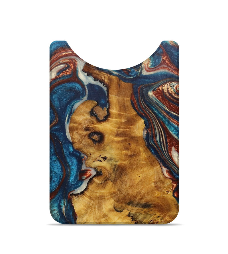 Live Edge Wood+Resin Wallet - Danica (Teal & Gold, 672693)