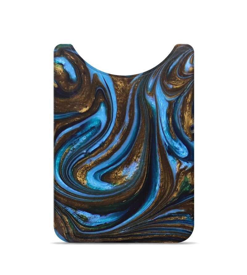 Live Edge Wood+Resin Wallet - Jayleen (Teal & Gold, 672708)