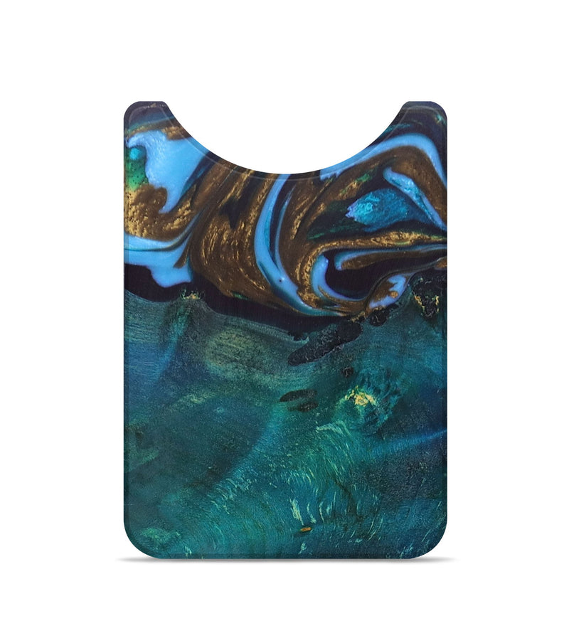 Live Edge Wood+Resin Wallet - Edna (Teal & Gold, 672715)
