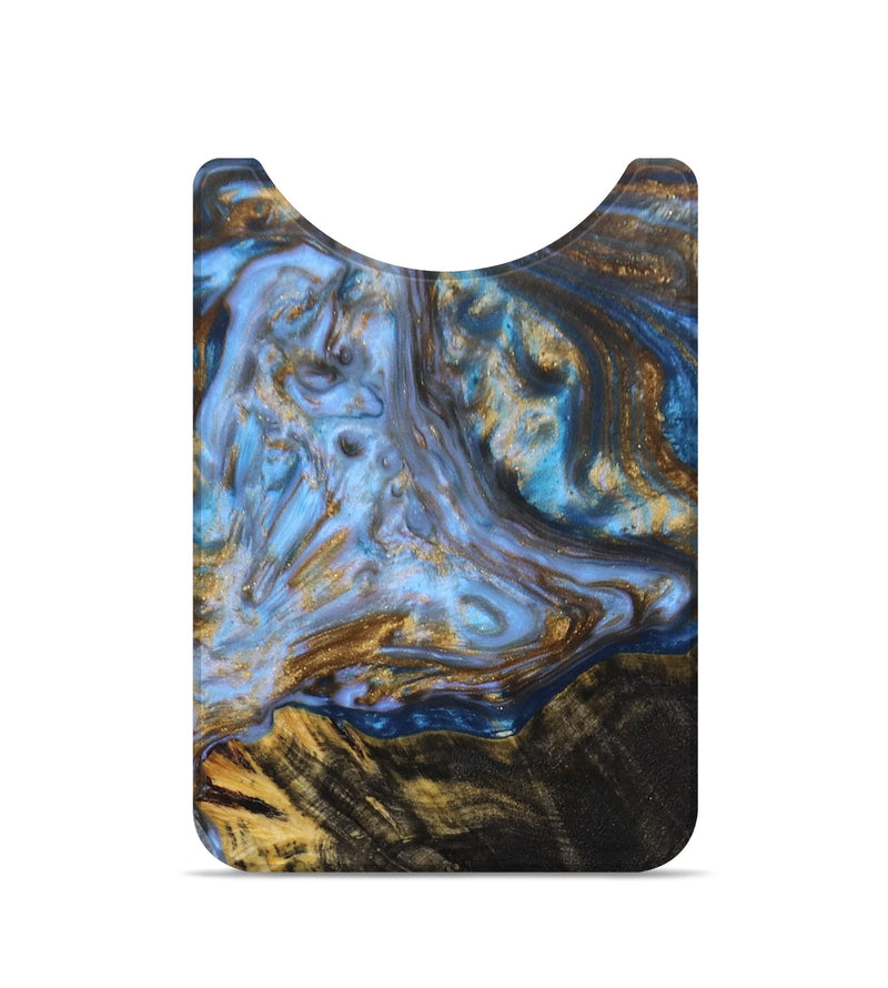 Live Edge Wood+Resin Wallet - Bart (Teal & Gold, 672721)