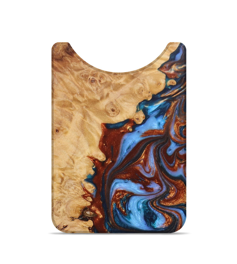 Live Edge Wood+Resin Wallet - Jaqueline (Teal & Gold, 672722)