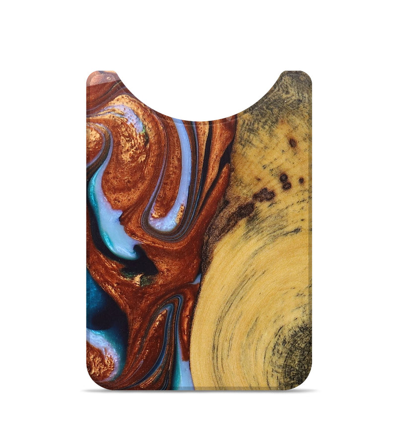 Live Edge Wood+Resin Wallet - Jacquelyn (Teal & Gold, 672723)