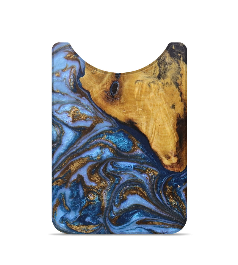 Live Edge Wood+Resin Wallet - Haley (Teal & Gold, 672726)