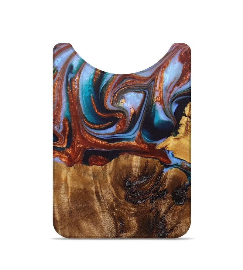 Live Edge Wood+Resin Wallet - Daniel (Teal & Gold, 672736)