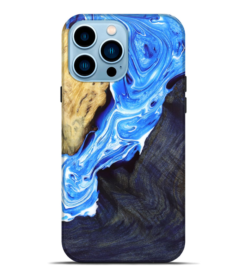 iPhone 14 Pro Max Wood+Resin Live Edge Phone Case - Josephine (Blue, 672742)