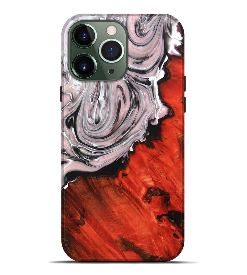 iPhone 13 Pro Max Wood+Resin Live Edge Phone Case - Lesley (Black & White, 672744)