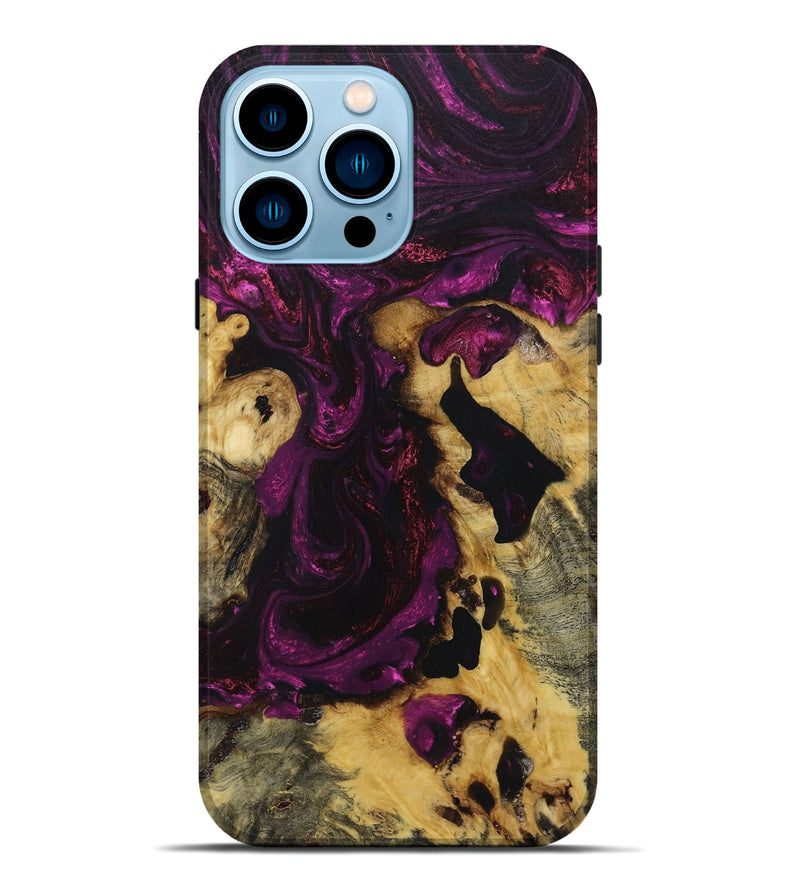 iPhone 14 Pro Max Wood+Resin Live Edge Phone Case - Brenna (Purple, 672745)