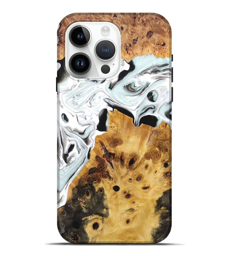 iPhone 15 Pro Max Wood+Resin Live Edge Phone Case - Joanne (Black & White, 672747)