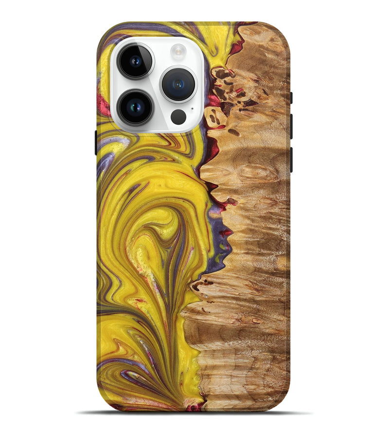 iPhone 15 Pro Max Wood+Resin Live Edge Phone Case - Gabriella (Red, 672764)