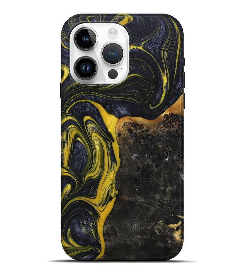 iPhone 15 Pro Max Wood+Resin Live Edge Phone Case - Yahir (Black & White, 672766)