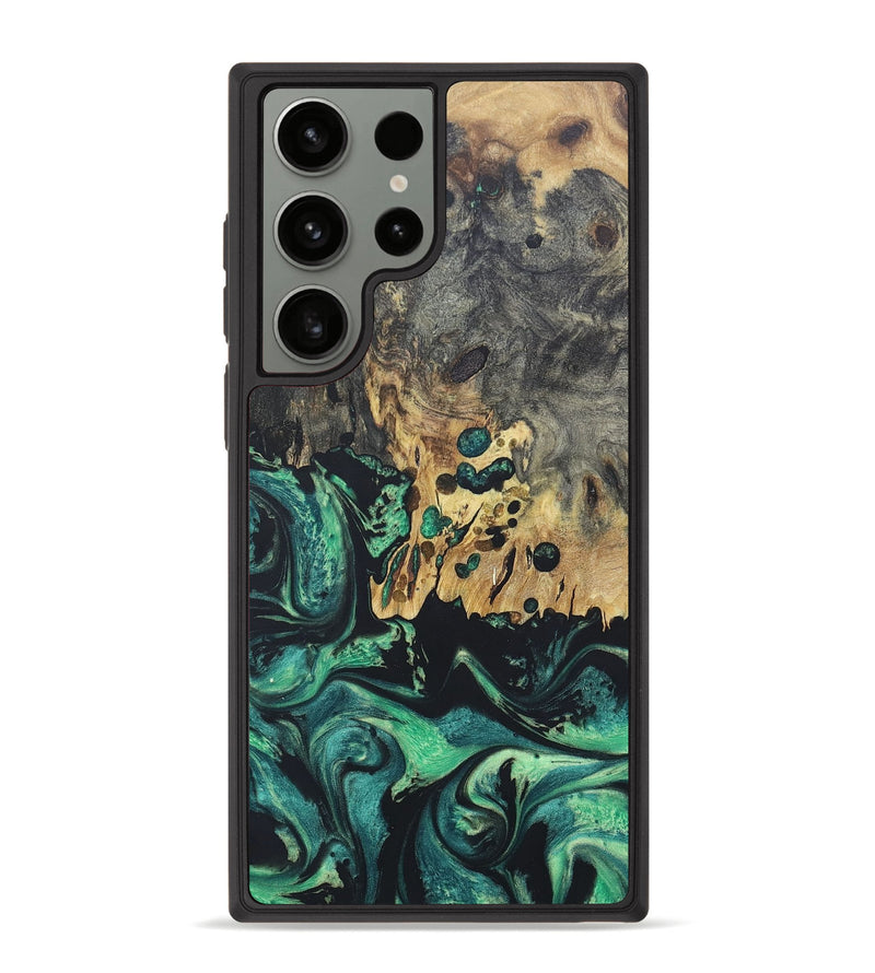 Galaxy S23 Ultra Wood+Resin Phone Case - Helen (Green, 672891)