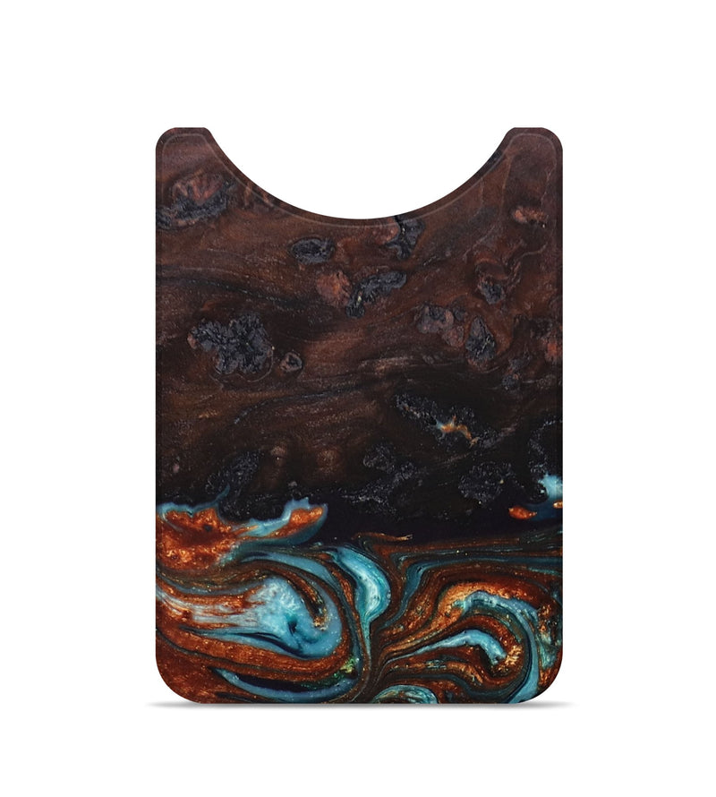 Live Edge Wood+Resin Wallet - Braydon (Teal & Gold, 672988)